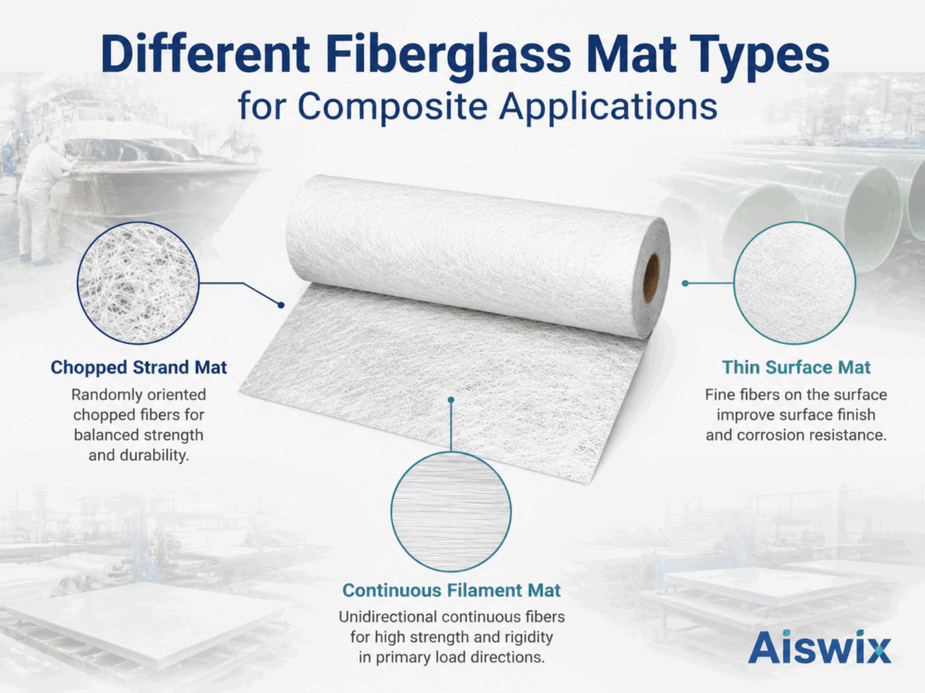 Different Fiberglass Mat Types for Composite Applications